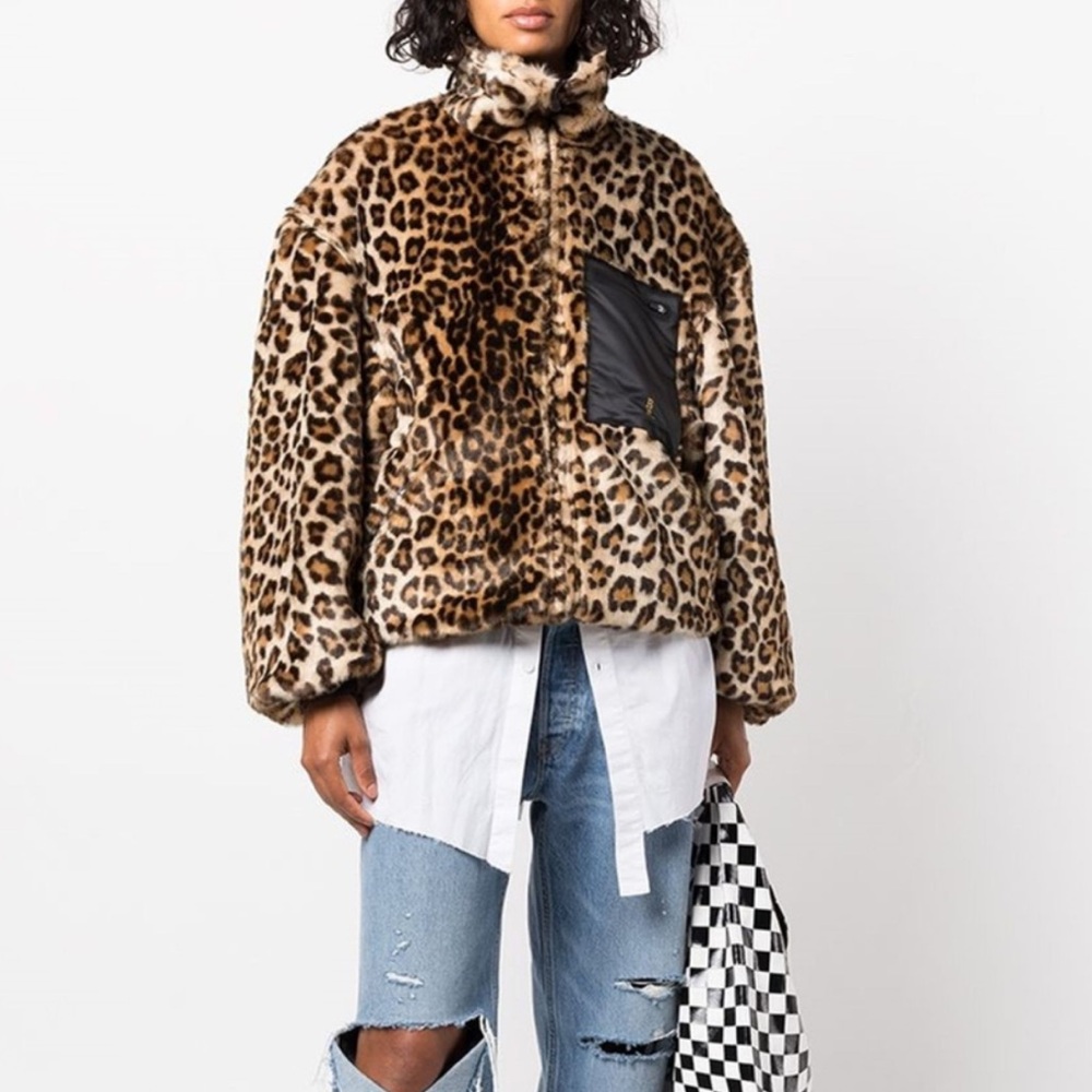 NWT R13 Reversible leopard faux fur jacket